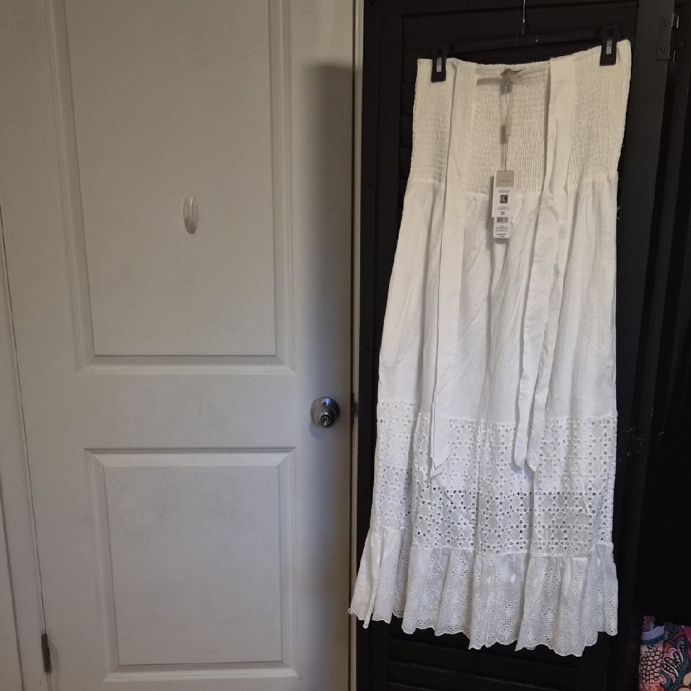 Angela Paige White Eyelet Tiered Maxi Dress